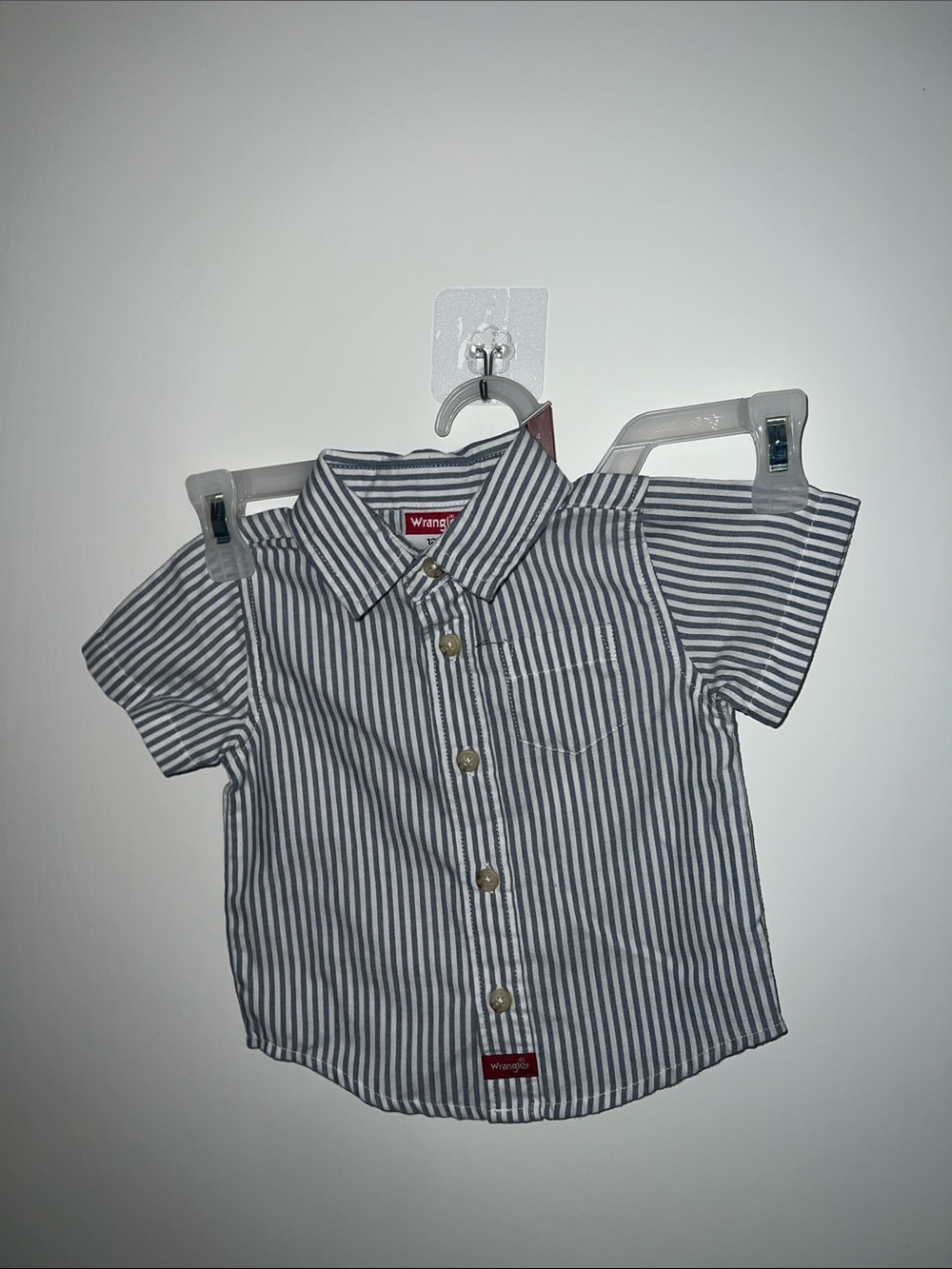 Wrangler Short Sleeve Vertical Stripe Shirt - Blue & White